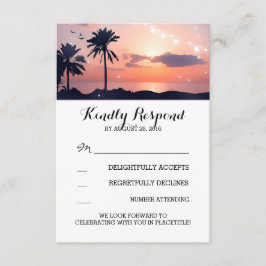 strängljus palm beach solnedgång bröllop svarskort OSA kort