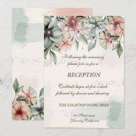 Strängljus, Penseldrag, Flora Bröllopsmottagning Inbjudningar