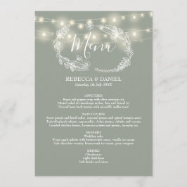 Strängljus Sagegröna Blommiga Bröllop Meny