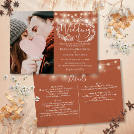 Strängljus Terracotta Foto Allt I Ett Bröllop Inbjudningar