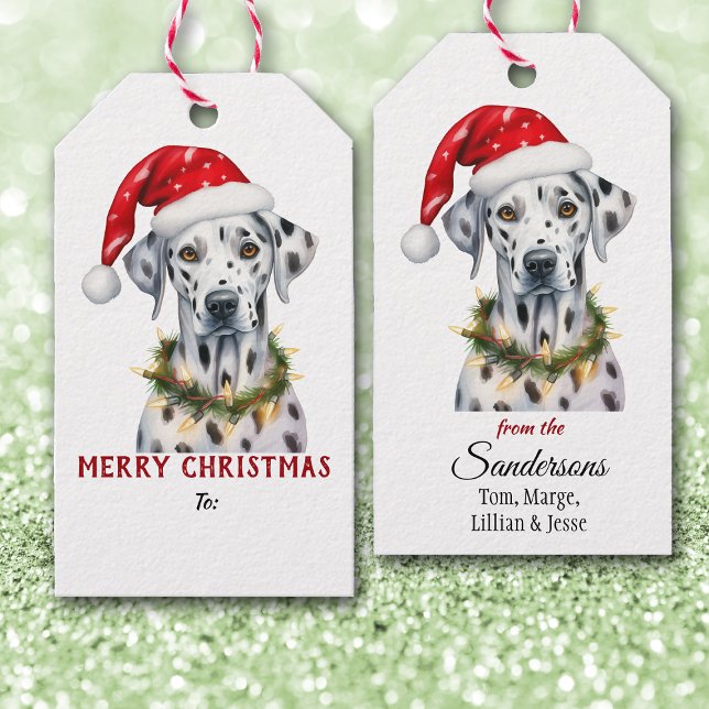 Strängljus Tomteluva Dalmatiner Hund Jul Presentetikett (Skapare uppladdad)