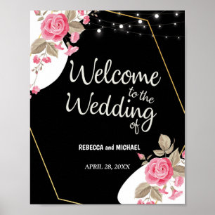Strängsljus för Modern Elegance Rosa Blommigt Bröl Poster