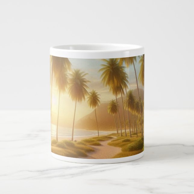 Strängsolnedgång för karibiska/tropiska/hawaiiska  jumbo mugg (Framsidan)