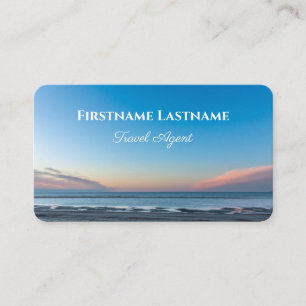 Strängsolnedgång i havet agent vid blå himmel visitkort