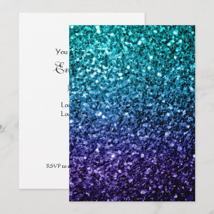 Strängsparkles från Aqua Blue Ombre glitter person Inbjudningar