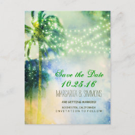 Strängstranden ljus i handflatan sparar datumet meddelande vykort