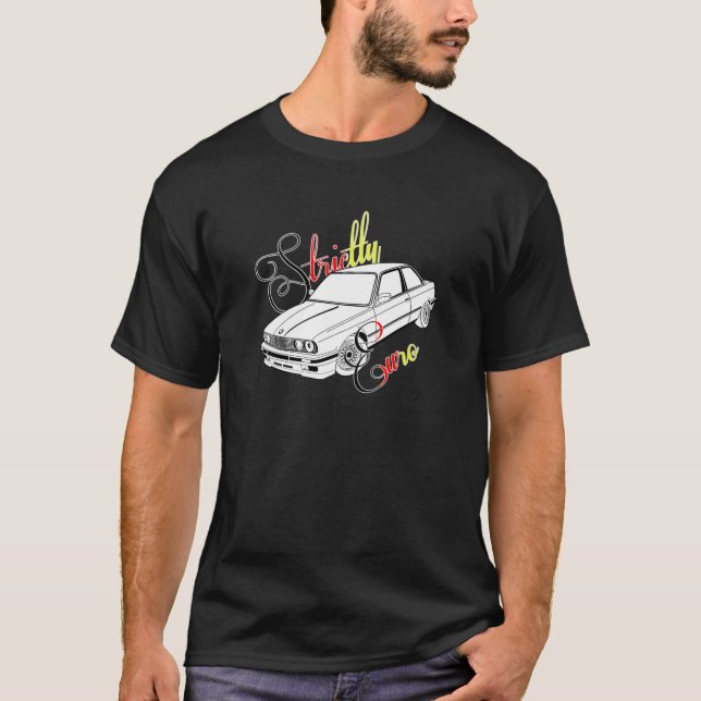 Strängt svart BMW E30 DTM för Euro färger Tee (Framsida)