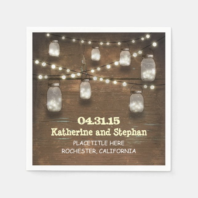 Stränk ljus mason burk napkins för rustiskt land pappersservett (Framsidan)