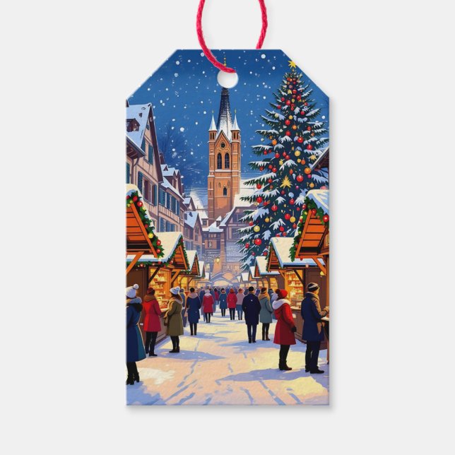 Strasbourg, France Christmas Market Presentetikett (Framsidan)