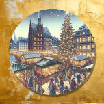 Strasbourg, Frankrike God jul Joyeux Noël Runt Klistermärke<br><div class="desc">God jul Joyeux Noël-juldekalen. Söt är ett exempel på en julmarknad i Strasbourg,  Frankrike.</div>