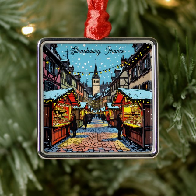 Strasbourg, Frankrike jul  Julgransprydnad Metall (Träd)