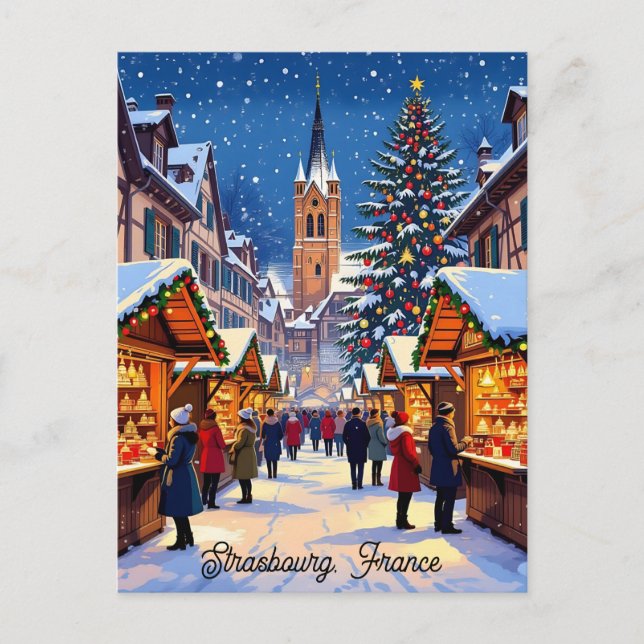 Strasbourg, Frankrike julmarknad semester Vykort (Framsida)