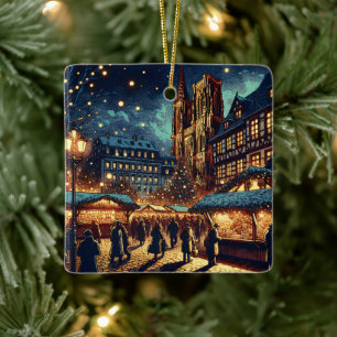 Strasbourg, Frankrike Julmarknaden Julgransprydnad Keramik