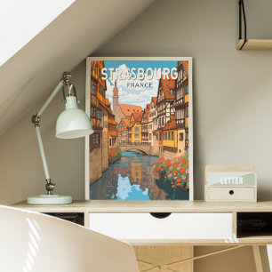 Strasbourg Frankrike Resa Konst Vintage Poster