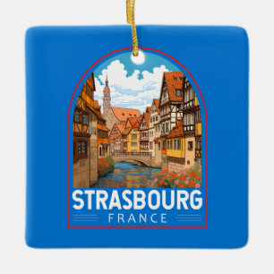 Strasbourg Frankrike Travel Art Vintage Julgransprydnad Keramik
