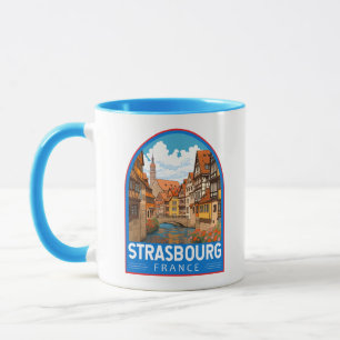 Strasbourg Frankrike Travel Art Vintage Mugg