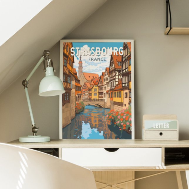Strasbourg Frankrike Travel Art Vintage Poster (Skapare uppladdad)