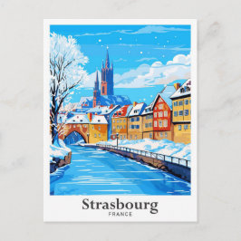 Strasbourg Frankrike Travel Vintage Illustration Vykort