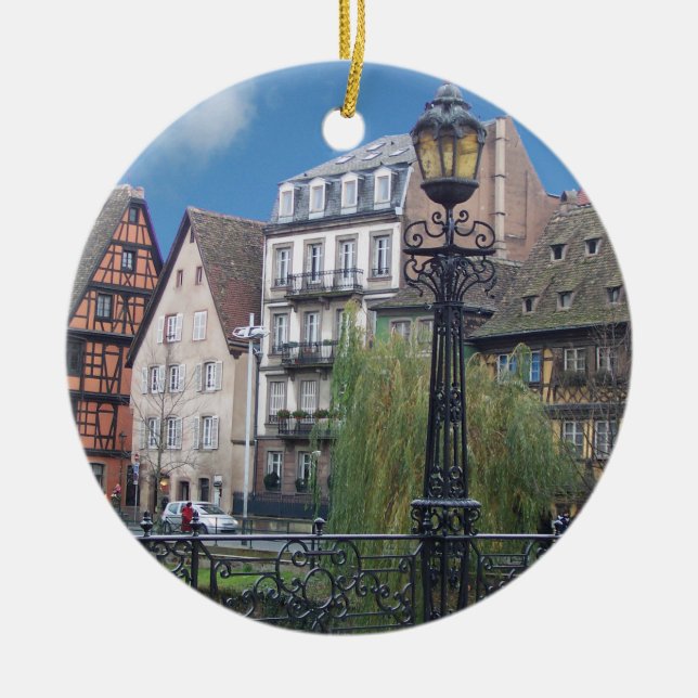Strasbourg frankrikeprydnad julgransprydnad keramik (Framsidan)