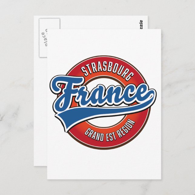 Strasbourg Grand Est region Frankrike Retro logoty Vykort (Fram/baksida)