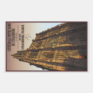 Strasbourg - katedral Notre Dame Rektangulärt Klistermärke