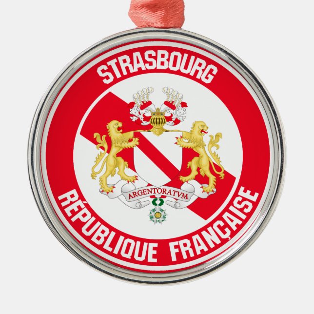 Strasbourg Round Emblem Julgransprydnad Metall (Framsidan)