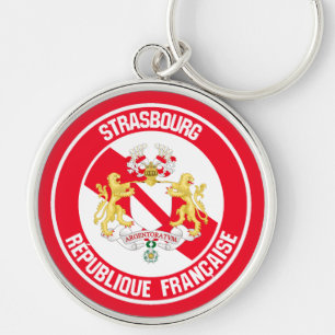 Strasbourg Round Emblem Rund Silverfärgad Nyckelring