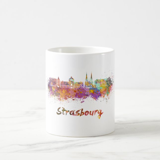 Strasbourg skyline in watercolor kaffemugg (Center)