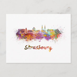 Strasbourg skyline in watercolor vykort