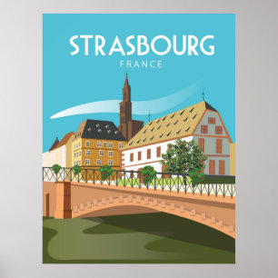 Strasbourgs Frankrike vintage resor Poster väggko
