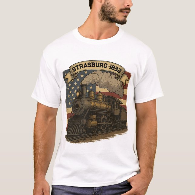 Strasburg Locomotive steam Train T-Shirt (Framsida)