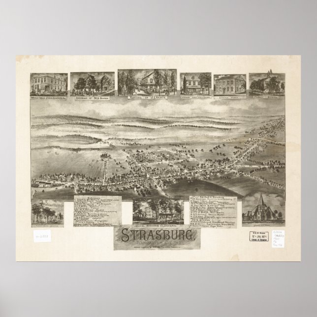 Strasburg Pennsylvania 1903 Antique Panoramic Kart Poster (Framsidan)
