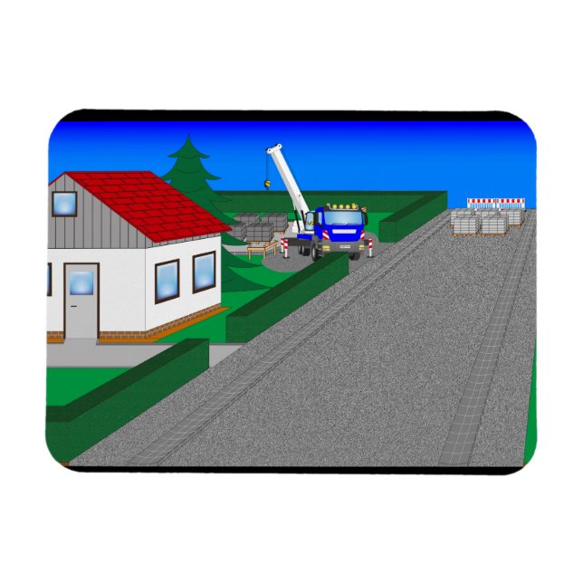 Straßen und Hausbau Magnet (Horisontell)