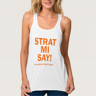 Strat Mi say - White Racer Back Tee Linne Med Racerback