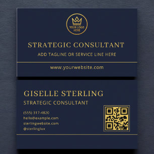 Strategisk konsults Blue Gold Logotyp QR-kod Visitkort