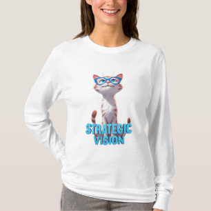 Strategisk Vision Katt som bär blå glasögon T Shirt