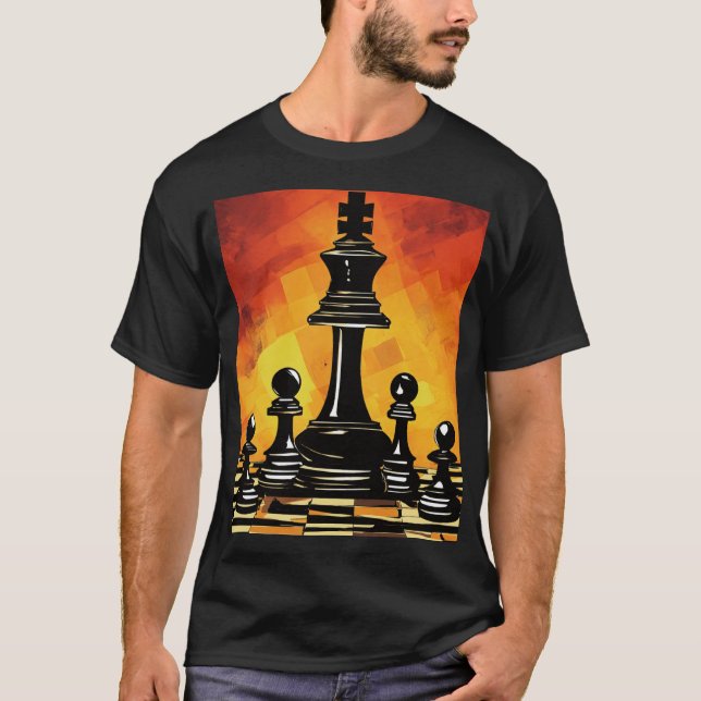 Strategiska drag: Mid-Game Chessboard Art Tee (Framsida)
