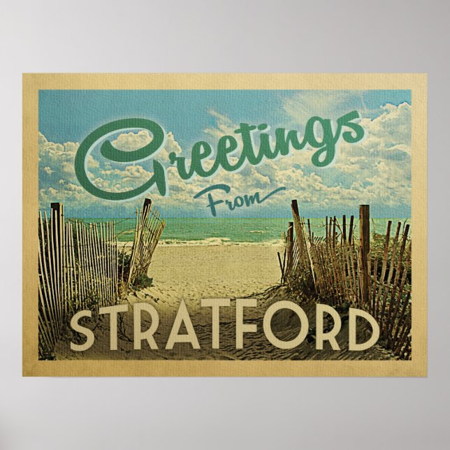 Stratford Connecticut Beach Vintage resor Poster (Framsidan)