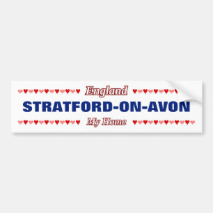 STRATFORD-ON-AVON - Mitt hem - England.Hjärtan Bildekal