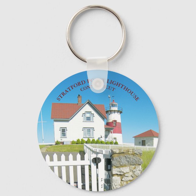 Stratford Point Lighthouse, Connecticut Keychain Nyckelring (Framsida)