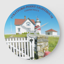 Stratford Point Lighthouse Connecticut Round Clock Stor Klocka