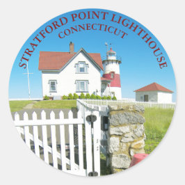 Stratford Point Lighthouse, CT Round Stickers Runt Klistermärke