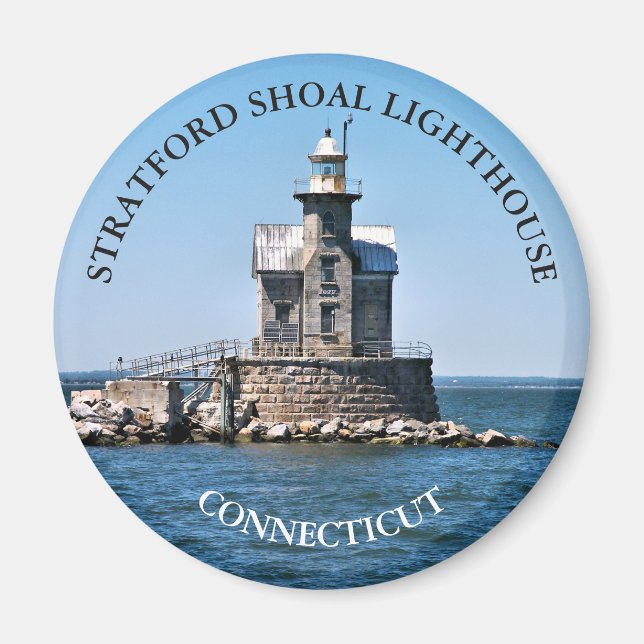 Stratford Shoal Lighthouse CT Round Magnet (Framsidan)