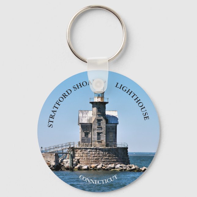 Stratford Shoal Lighthouse CT Round Nyckelring (Framsida)