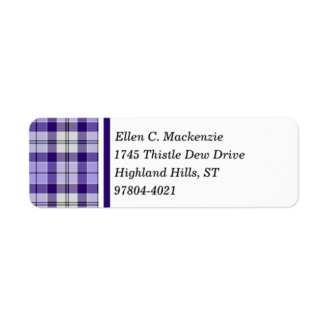Strathclyde Scotland District Tartan Returadress Etikett (Framsidan)