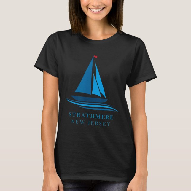 Strathmere - New Jersey - Segelbåt Souvenir T Shirt (Framsida)