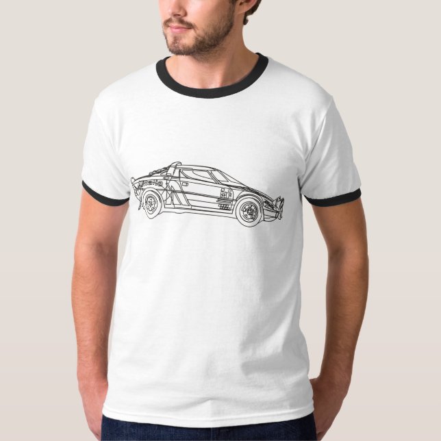 Stratos Lancia Rally Car Outline Tee Hikingduck (Framsida)