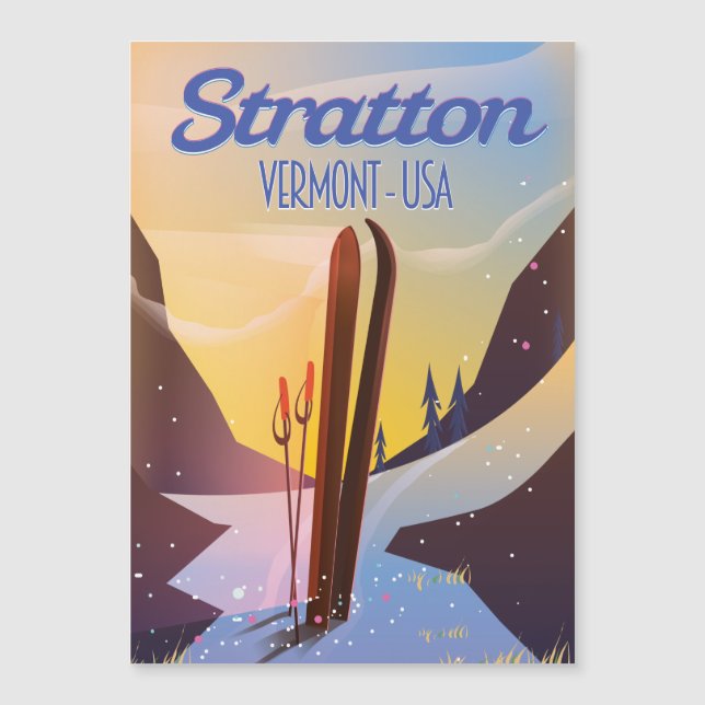 Stratton Vermont-affisch för skidresor (Framsida)