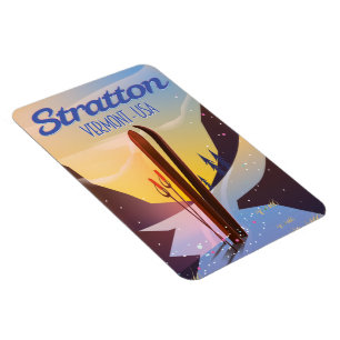 Stratton Vermont-affisch för skidresor Magnet