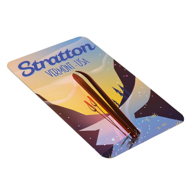 Stratton Vermont-affisch för skidresor Magnet (Högersidan)